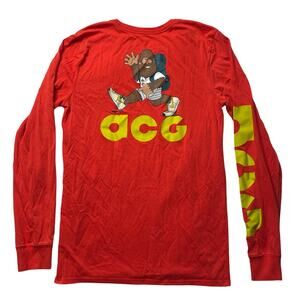 Nike ACG Hiking Man Long Sleeve Shirt Red Size Small Athleisure Outdoors